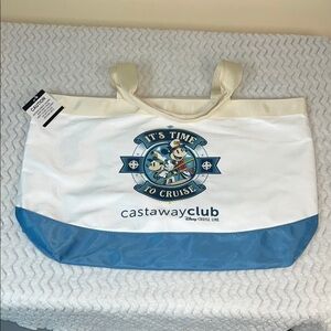 Disney Cruise Line Castaway Club Blue and White Tote Bag NWT